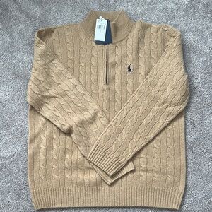 Ralph Lauren Men's Tan Cable Knit Sweater